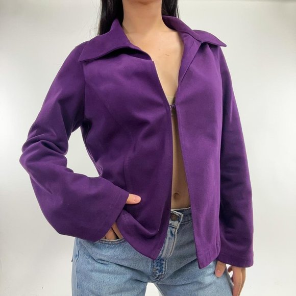 90s vintage style Deep Purple Faux Suede Jacket - Picture 8 of 13
